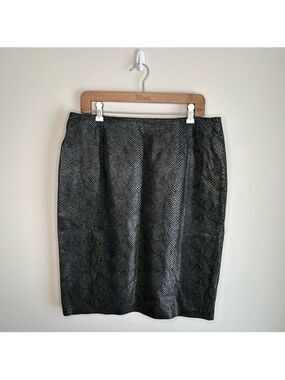 Danier Black Reptile Print Leather Mini Skirt Size 14